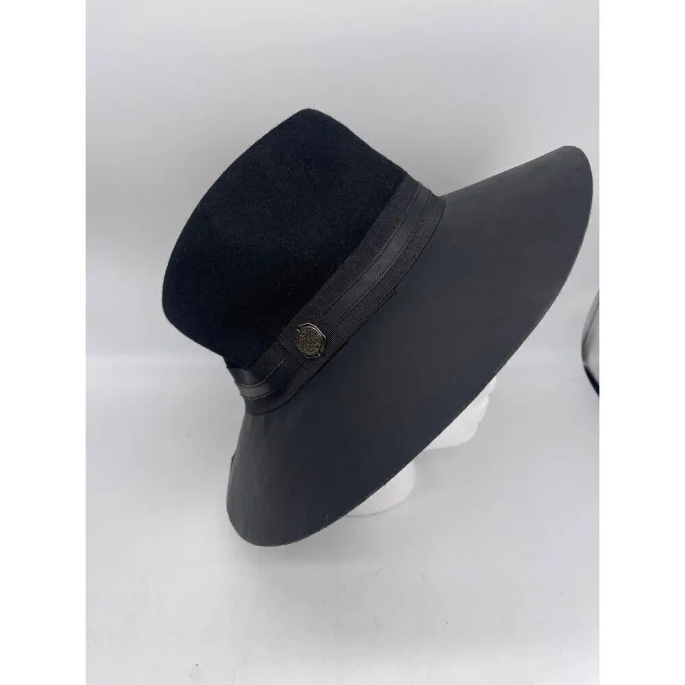 Vince Camuto Women Black Wool Floppy Adjustable Hat One Size NWT <3